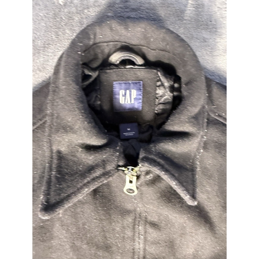 Vintage Gap Wool Deck Coat y2k Harrington Jacket Small men's black quilted Sz M - Picture 2 of 9
